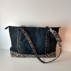 Black w leopard 3 piece tote vintage 90s